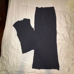 Zara Textured Skirt Set Grey S